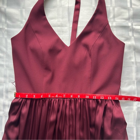 White by Vera Wang Burgundy Full Length Halter T-bar Dress - Picture 6 of 15